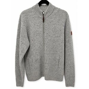 Cloudveil Mountain Works Mens L Wool Full Zip Sweater Jacket Gray Speckled